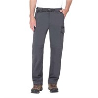 BC Clothing Men's 38x30 Convertible Pant, Grey