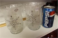 LOT OF TWO FROSTED HOLIDAY VASES