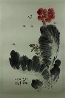 Chinese WC Lotus Flower Scroll Xiao Lang 1917-2010