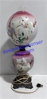 Painted Glass Flower Globe Hurricane Lamp (22")
