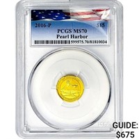 2016-P 1/10oz. Gold $15 Pearl Harbor PCGS MS70