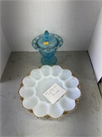 Vintage Indiana Glass Candy Dish and egg plate