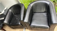 2 leather drum chairs