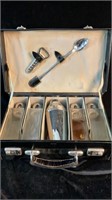 Vintage Portable Barware Set in Carrying Case