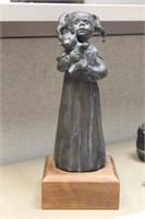 Vintage Signed Bronze Girl