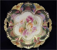 RS Prussia 11" floral handled plate w/Tiffany