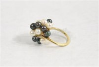 14K Yellow Gold Cultured Pearl Cluster Ring
