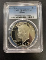 1972-S $1 SILVER Eisenhower Dollar, PR69 DCAM