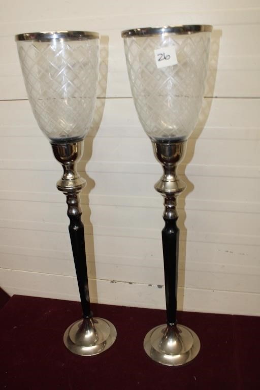 Metal & Glass Candlestands / Heavy