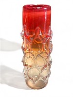 Mid century art glass vase, 12" h.