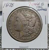 1878 7 OVER 8 TAIL FEATHERS XF45 MORGAN DOLLAR