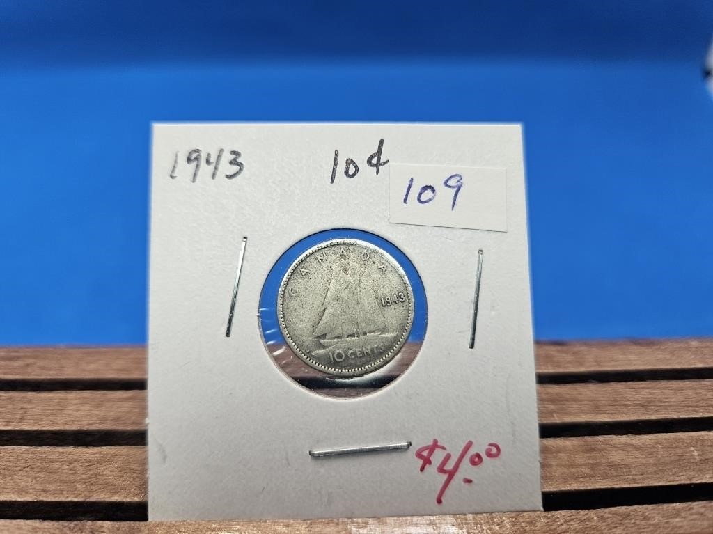 1-1943 SILVER TEN CENT COIN