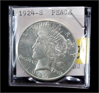 1924-S Peace dollar, choice BU