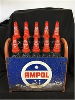 Original Ampol rack, 12 x  metric bottles & GT top