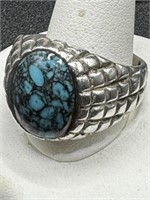 STERLING SILVER TURQUOISE MANS RING