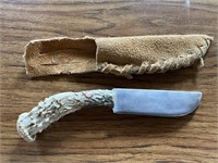 Hand Made Antler Fixed Blade Knife