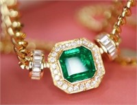 2ct Colombian Emerald Necklace 18K Gold