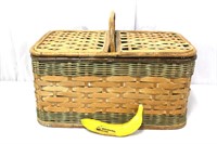 Vintage Woven Split Cane & Bamboo Picnic Basket