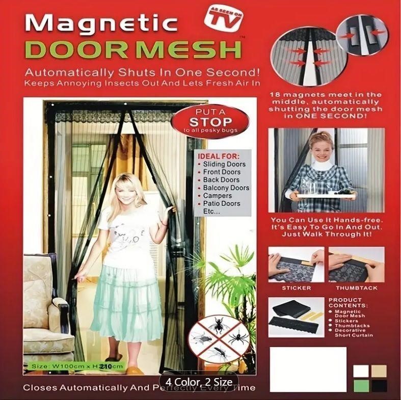 Magnetic Mesh Curtain With Magic Tape