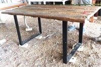 Rustic Primitive Wood Table with Steel Legs, FINE!