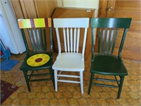 3 Vintage Painted Wood Chairs