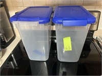 2 Flip Up Lid Containers Used For Dog Food Storage