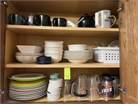 Cabinet Full Of Bears Tumblers & Misc Dishes &