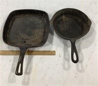 2 Cast iron skillets-Wagner Ware- square no