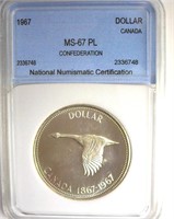 1967 Dollar NNC MS67 PL Confederation