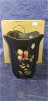 (1) Fenton Black Vase w/ Box