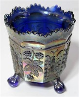 Antique Cobalt Carnival Glass Footed