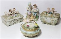 Piano Baby Bisque Porcelain Boxes