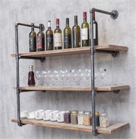 B1622  Iron Floating Pipe Shelves 4-Tier, Black