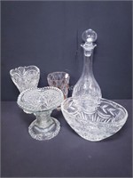 GLASS VASES + DECANTER