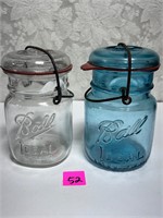 Vtg Pint Aqua&Clear Dall Ideal Wire Bale Jars