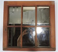 RUSTIC ANTIQUE WOODEN WINDOW 6 PLANE WALL MIRROR