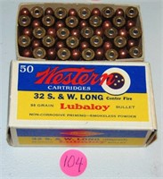 1 BOX .32 S & W LONG 98 GR. LUBALOY BULLETS