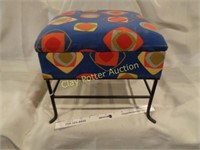 Metal Framed Padded Stool with Storage