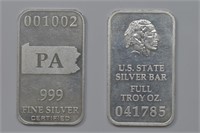 2 - Silver .999 1ozt Bars (2ozt TW)