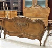 Louis XV Rococo Style Carved Walnut Bed.