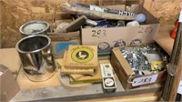 Toilet wax gaskets, box of clips, nails, wire