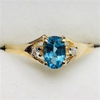 $600 10K Blue Topaz  Diamond Ring