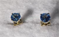 14kt Blue Diamond Stud Earrings