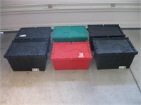 6 Storage Totes w/Attached Lids
