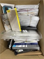 BOX OF ASSORTED PHONE CASES AND SCREEN PROTECTORS