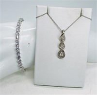 Sterling Tennis Bracelet & Necklace
