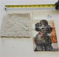 Embroidered hanky, silk Poodle scarf/hanky?