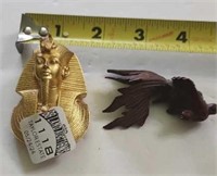 1976 King Tut pendant, carved fish - maybe wood,