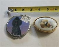 Vintage Poodle mirror and pill box