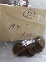 30 - 1940's pennies